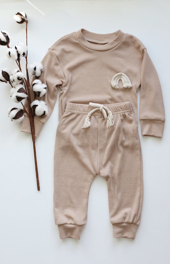 Two-piece set 'Rainbow' in beige