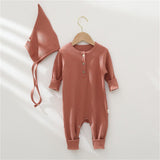 Earth Romper with hat in dusty pink