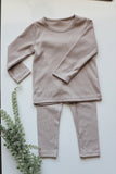 Cotton 2-piece set in taupe