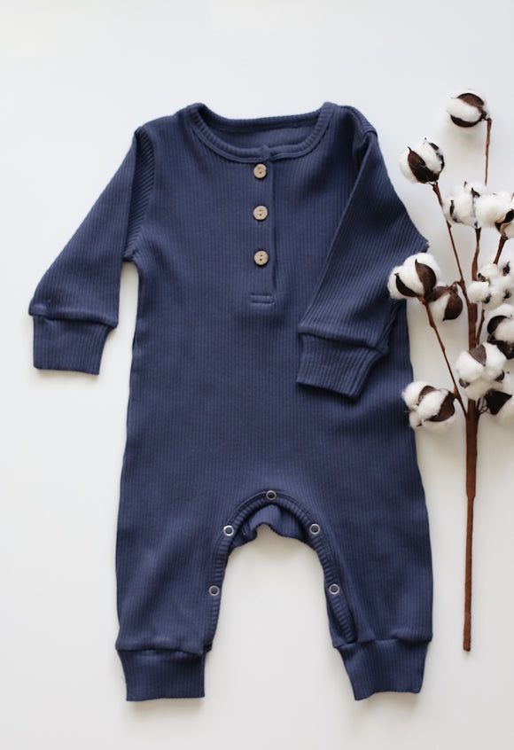 Earth Romper with hat in navy