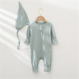 Earth Romper with hat in azure