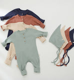 Earth Romper with hat in ivory