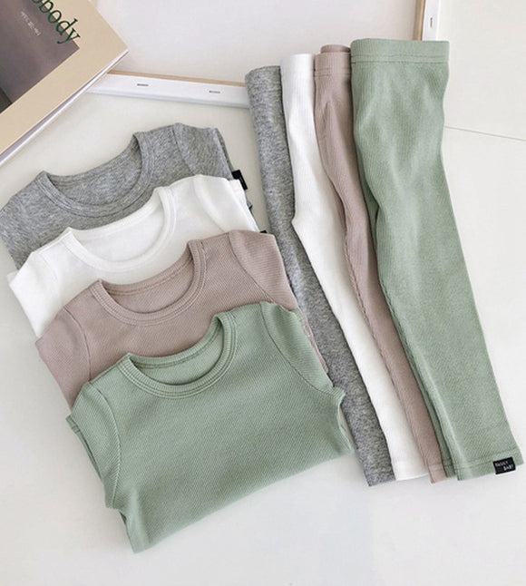 Cotton 2-piece set in light grey