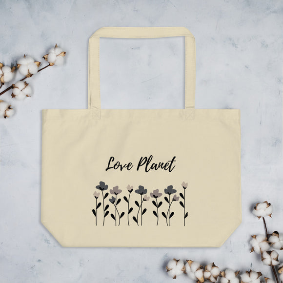 Large organic tote bag 'Love Planet'