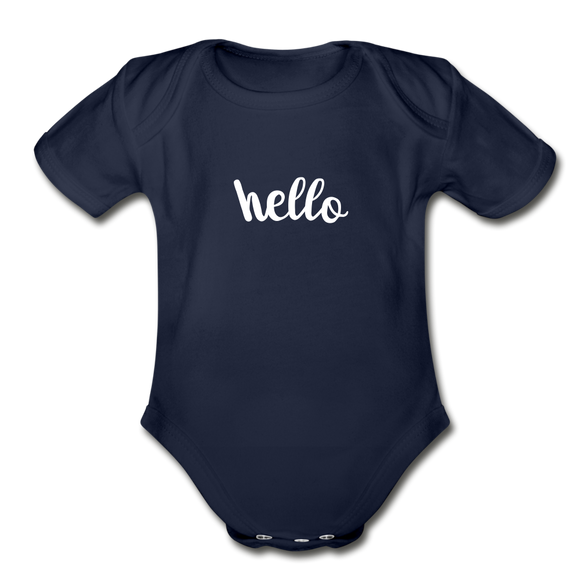 Organic 'Hello' Bodysuit - dark navy